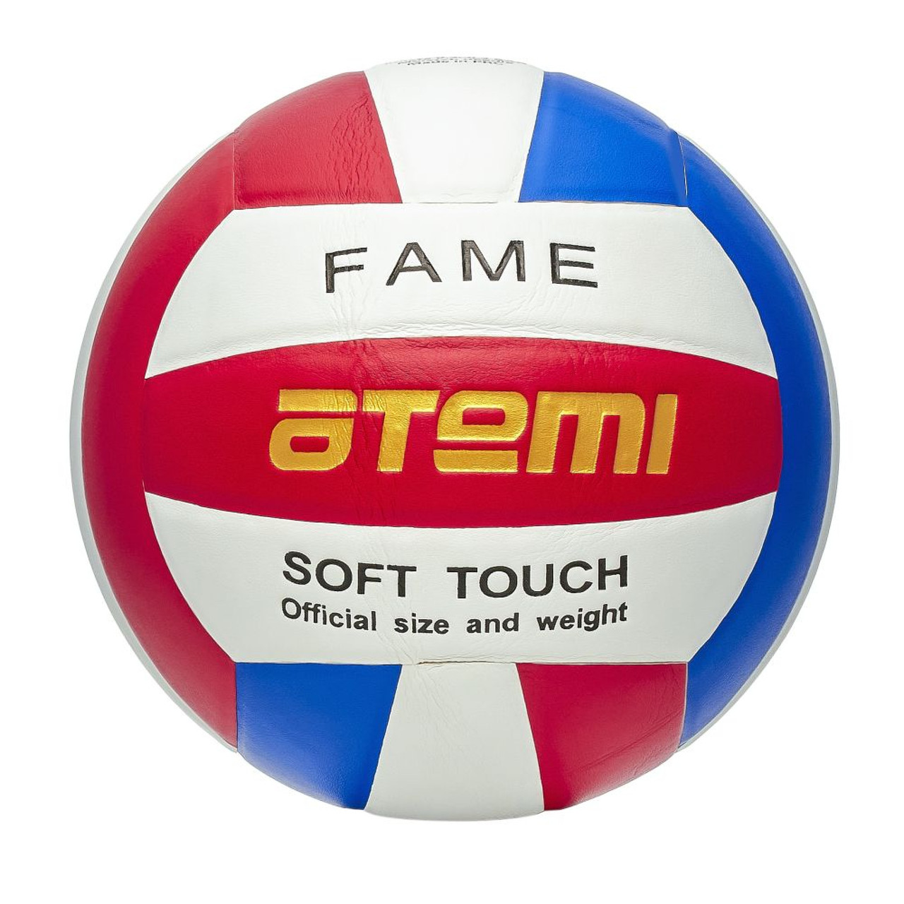 Мяч волейбольный Atemi FAME, синтетическая кожа PU Soft, красн/бел/син, 18 п, клееный, окруж 65-67