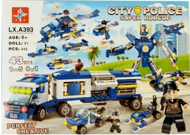 LX.A393 Конструктор City "Городская полиция", Аналог LEGO, 443 детали