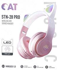 Беспроводные наушники STN-28 Pro полноразмерные ("кошачьи ушки") цвет: розовый