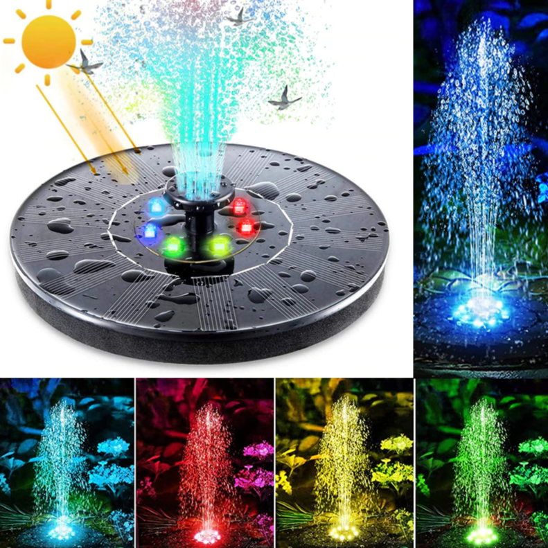 Садовый фонтан для пруда на солнечных батареях Led RGB