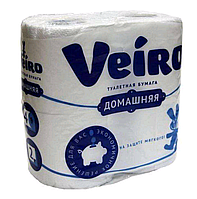 Veiro Домашняя Туалетная бумага, белый, 15 м, 4 рул., 2 слоя, 12 шт в спайке