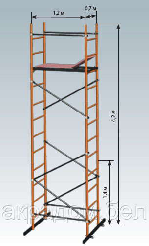 Вышка-тура Компакт передвижная, для отделочный и строительных работ на высоте до 4,2 м