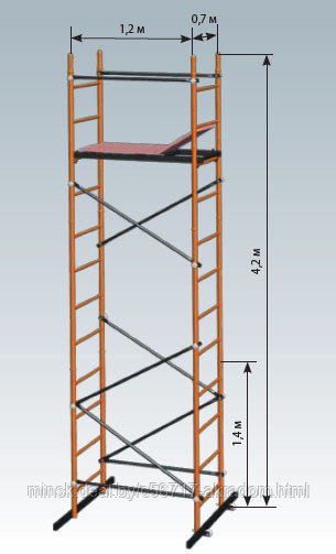 Вышка-тура Компакт передвижная, для отделочный и строительных работ на высоте до 4,2 м - фото 1 - id-p3840776