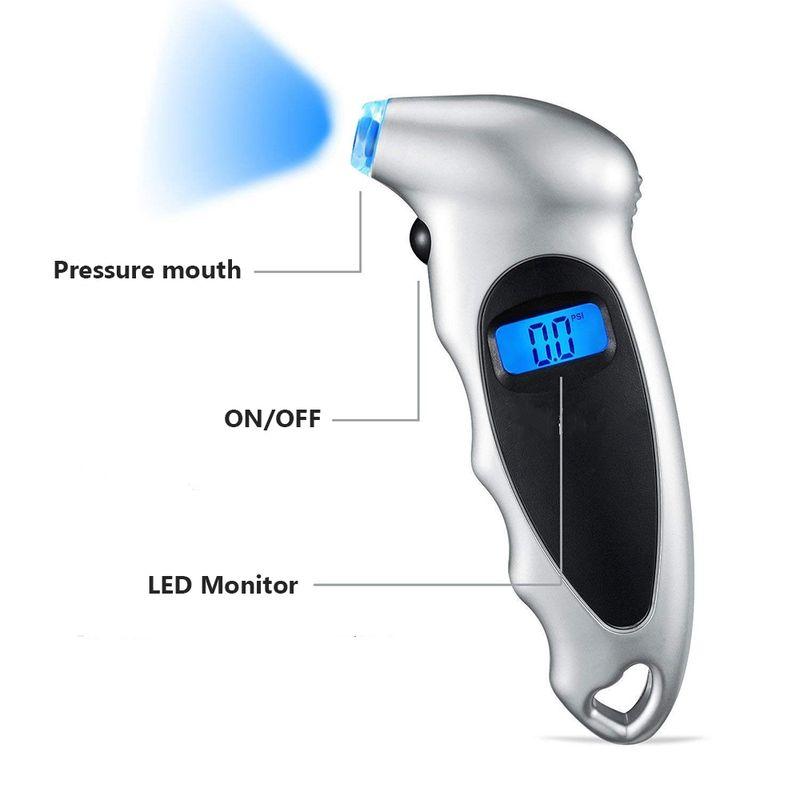 Цифровой манометр - прибор для измерения давления в шинах с подсветкой, серебро 557110 - фото 3 - id-p195646179