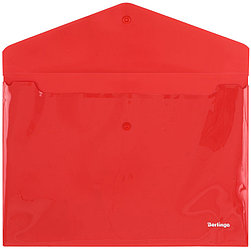 Папка-конверт пластиковая на кнопке Berlingo А4+ толщина пластика 0,18 мм, красная