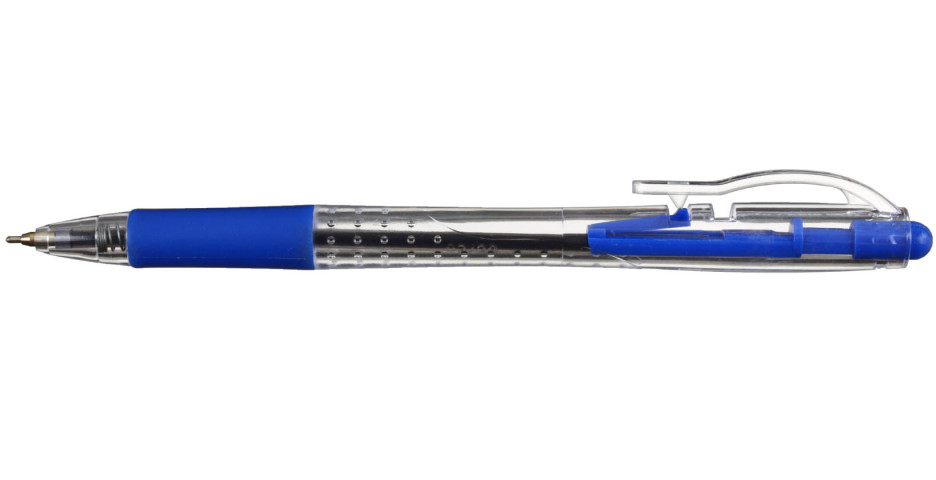 Ручка шариковая автоматическая одноразовая Flair Gripwell корпус прозрачный, стержень синий - фото 1 - id-p202765654