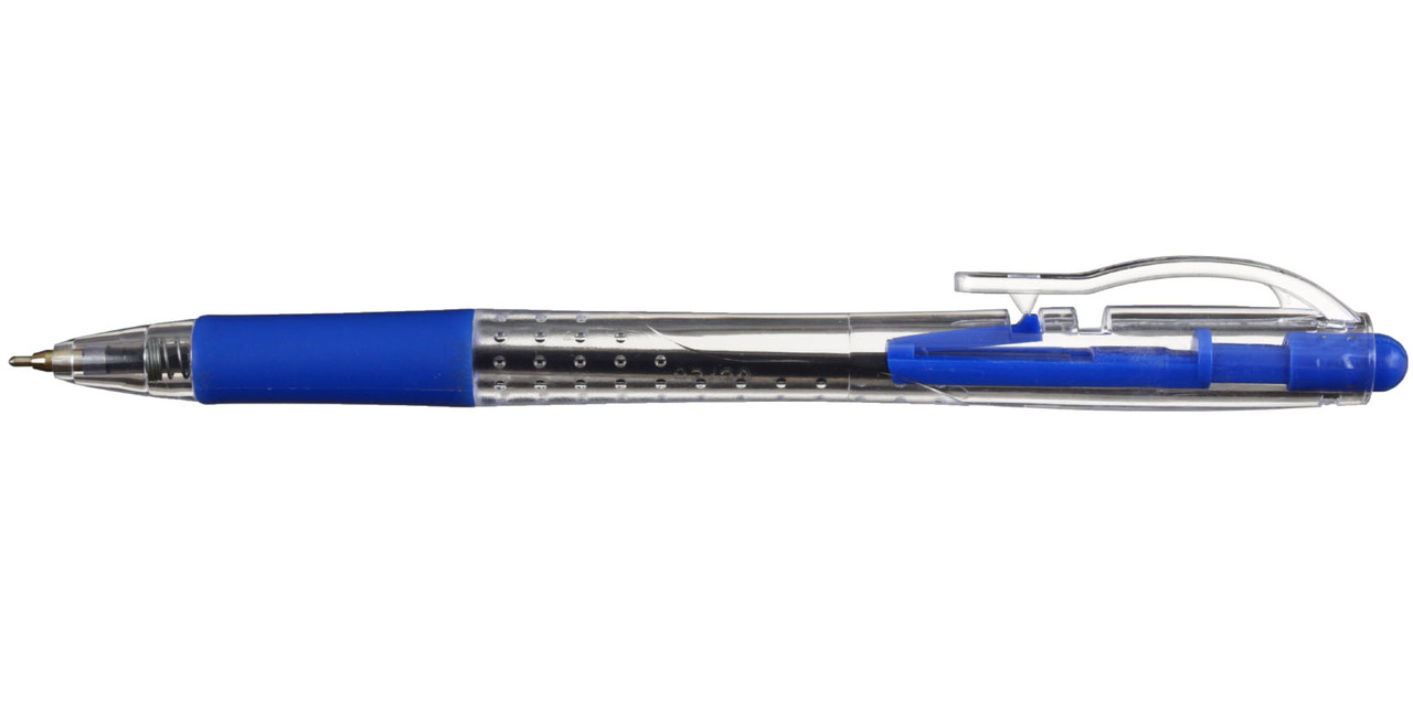 Ручка шариковая автоматическая одноразовая Flair Gripwell корпус прозрачный, стержень синий - фото 2 - id-p202765654