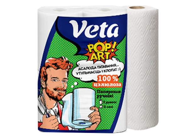 Полотенца бумажные VETA POP ART двухслойные 100% целлюлоза