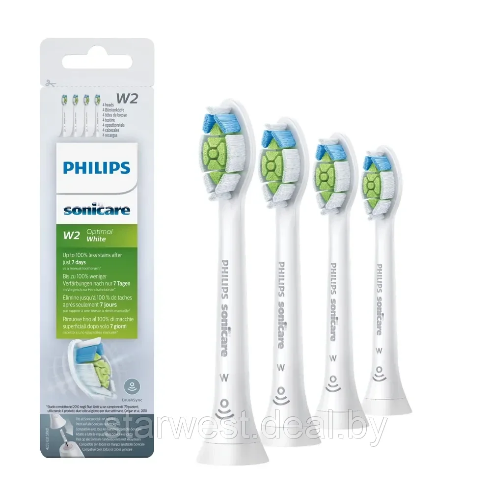 Philips Sonicare W2 Optimal White HX6064/10 White 4 шт. Насадки для электрической зубной щетки - фото 1 - id-p202820046