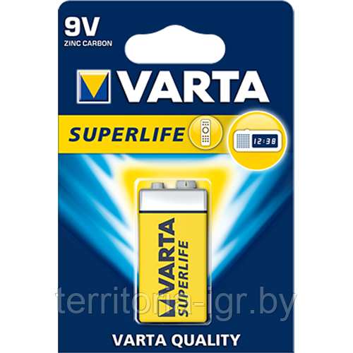 Батарейка Superlife 6F22/1ВР Крона Varta - фото 1 - id-p179922318