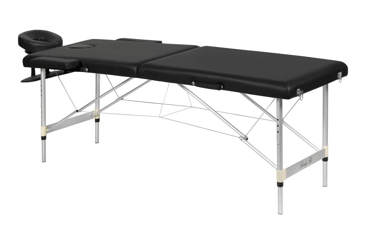 Складной 2-х секционный алюминиевый массажный стол BodyFit, черный 60 см - фото 1 - id-p202243492