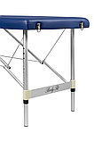 Складной 2-х секционный алюминиевый массажный стол BodyFit, синий 60 см, фото 4