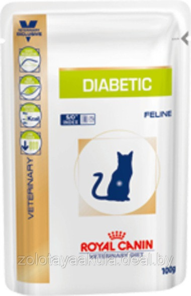 85гр Влажный корм ROYAL CANIN Diabetic Feline диета для взрослых кошек при сахарном диабете, в соусе (пауч) - фото 1 - id-p202879627