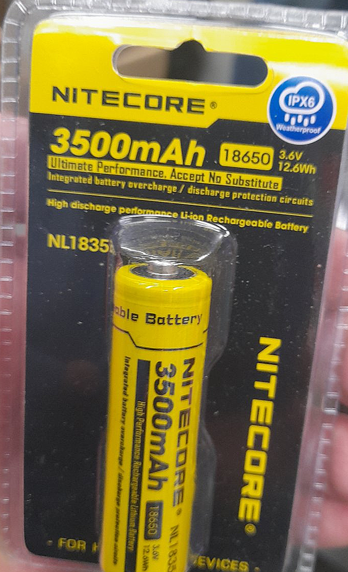 Литий-ионный аккумулятор Nitecore NL1835, 18650 мАч (новая версия NL1834), 3500 в, 3,6 Втч - фото 3 - id-p202883834