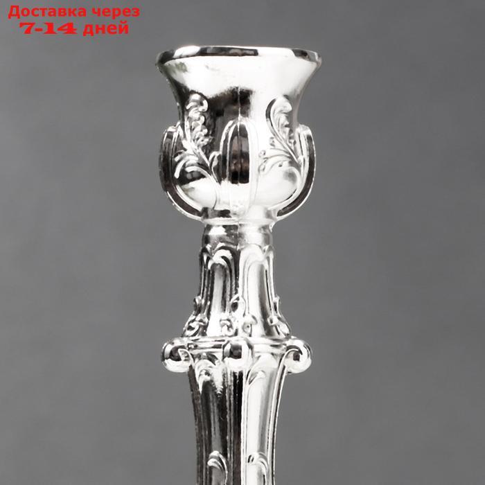 Подсвечник металл на 1 свечу "Царский" серебро 17х6х6 см - фото 2 - id-p202760078