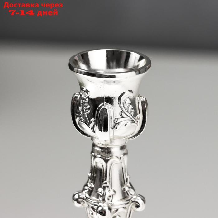 Подсвечник металл на 1 свечу "Царский" серебро 17х6х6 см - фото 3 - id-p202760078
