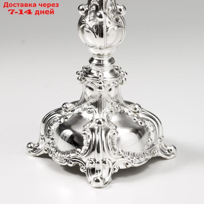 Подсвечник металл на 1 свечу "Царский" серебро 17х6х6 см - фото 4 - id-p202760078