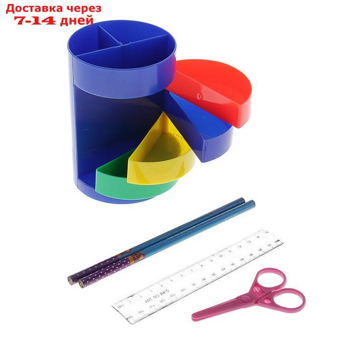 Настольный набор детский "Веер - радуга", из 5 предметов: подставка, ножницы, линейка, 2 карандаша, МИКС - фото 2 - id-p202760086