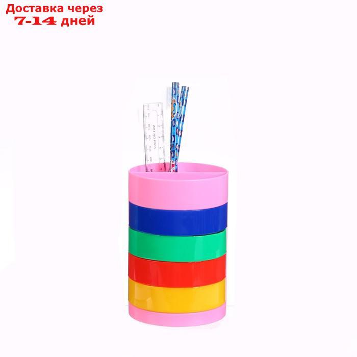 Настольный набор детский "Веер - радуга", из 5 предметов: подставка, ножницы, линейка, 2 карандаша, МИКС - фото 5 - id-p202760086