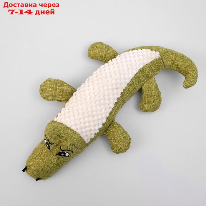Игрушка текстильная "Крокодил" с пищалкой, 30 см, зелёный - фото 2 - id-p202762086