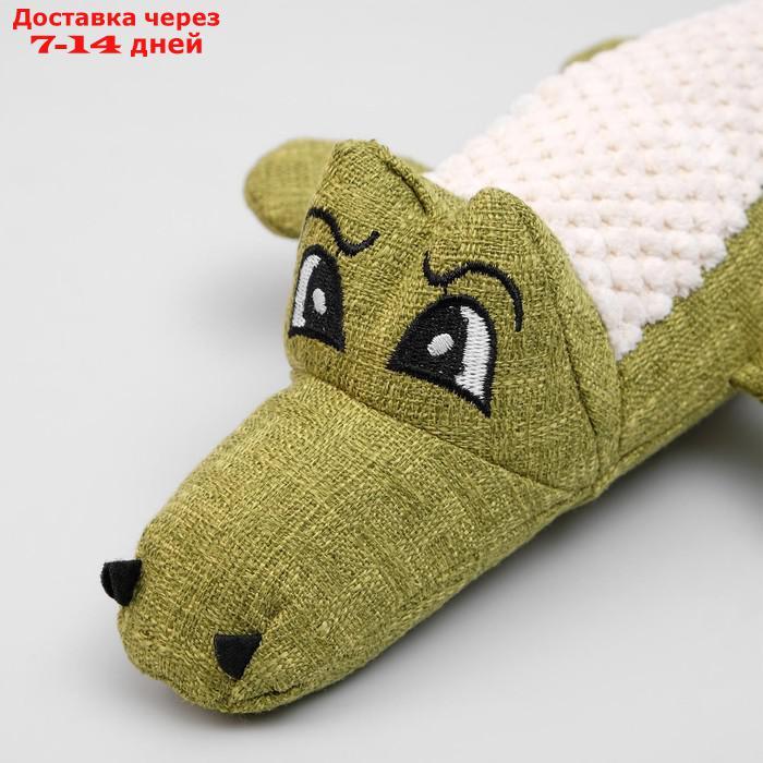 Игрушка текстильная "Крокодил" с пищалкой, 30 см, зелёный - фото 3 - id-p202762086