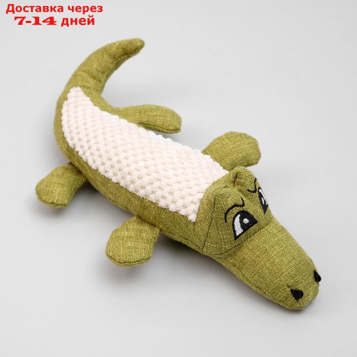 Игрушка текстильная "Крокодил" с пищалкой, 30 см, зелёный - фото 5 - id-p202762086