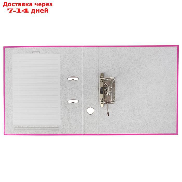 Папка-регистратор А4, 50мм Neon, собранный, розовый, пластиковый карман, картон 2мм, вместимость 350 листов - фото 3 - id-p202760112