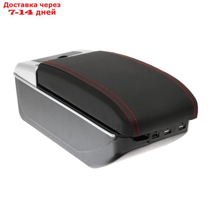 Подлокотник универсальный, 7 USB, провод USB 1 м, кожа PU, черный - фото 1 - id-p202762103