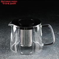 Чайник заварочный "Локи", с металлическим ситом, 1 л, цвет чёрный