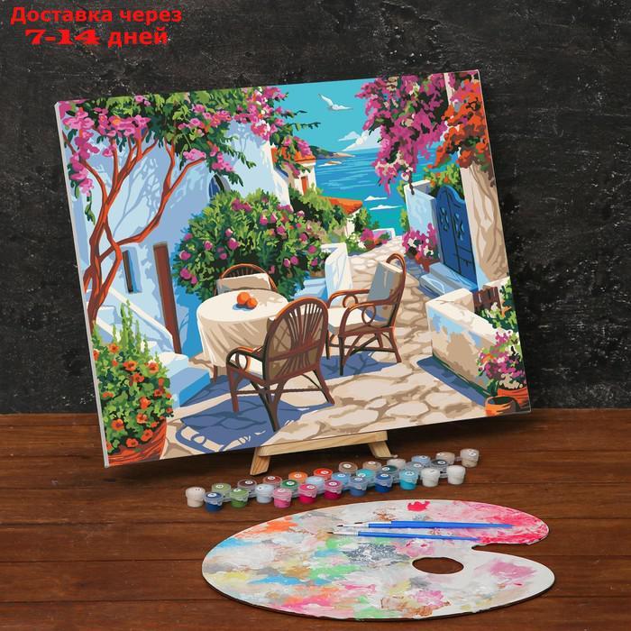 Картина по номерам на холсте с подрамником "Уютный дворик у моря" 40х50 см - фото 1 - id-p202760147