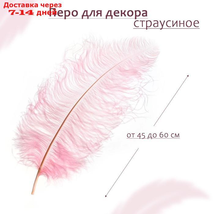 Перо для декора, длина от 45 до 60 см, цвет розовый