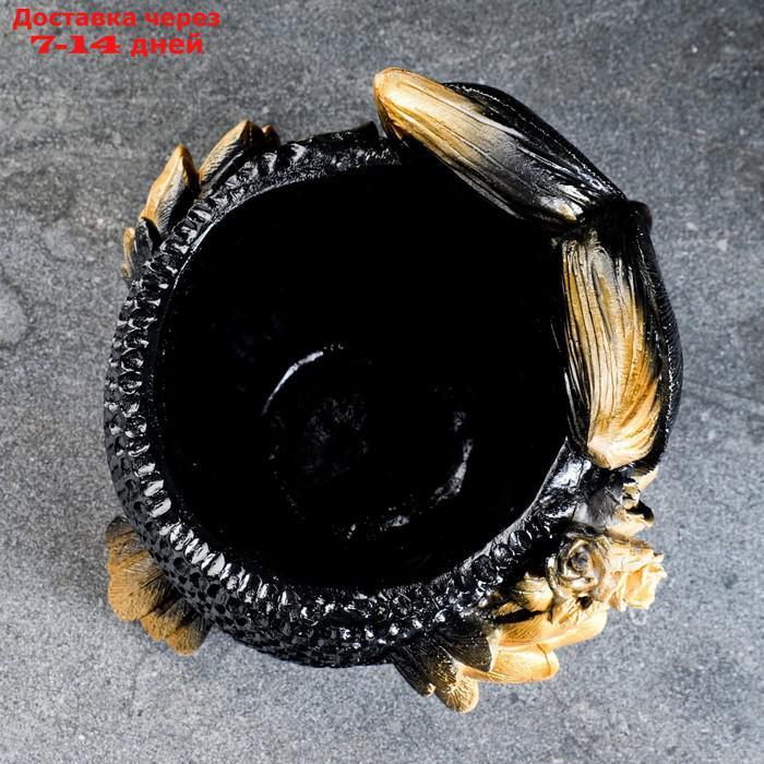 Фигурное кашпо "Сова" черная с золотом, 28х26см - фото 5 - id-p202762295