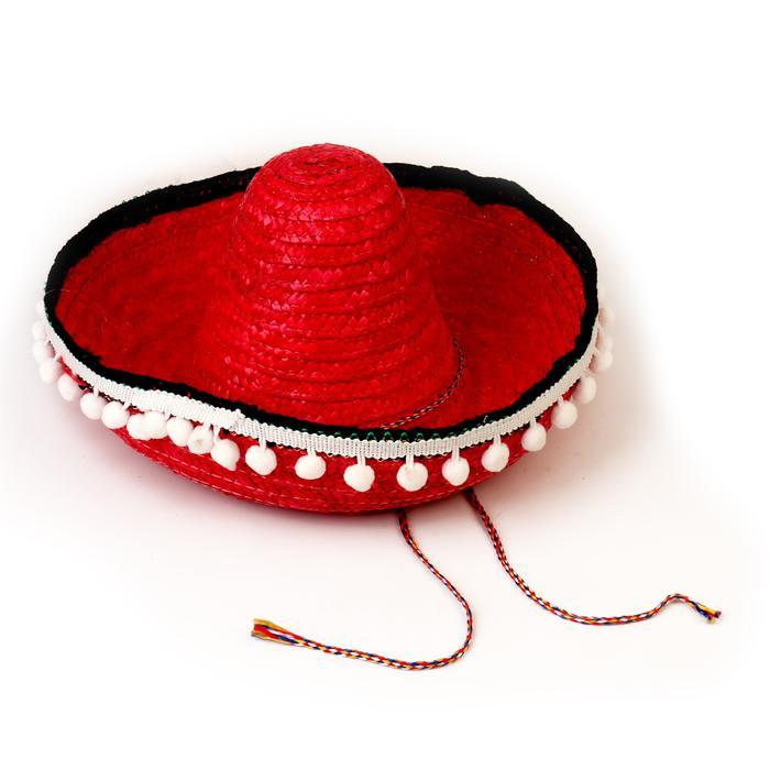 Карнавальная шляпа "Сомбреро" цвет красный - фото 1 - id-p202933660