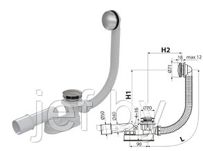 Сифон для ванны CLICK/CLACK металл, ALCAPLAST A504CKM-BL-01