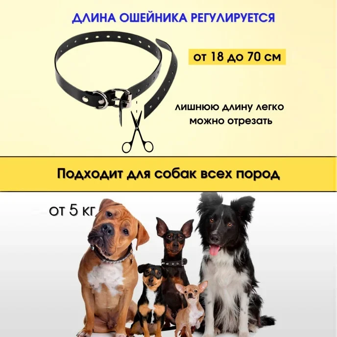 Электроошейник для собак дрессировочный Rechargeable and Waterproof IP67 (до 67 см) 800м. - фото 3 - id-p203005624