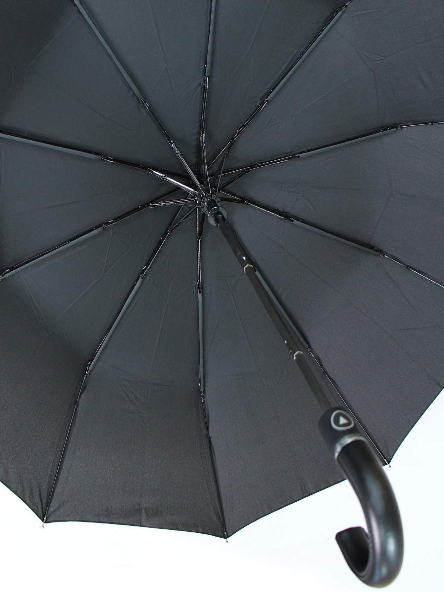 Зонт черный полуавтомат "Popular" арт. 1083L с системой защиты Анти-ветер с изогнутой ручкой - фото 9 - id-p203005646