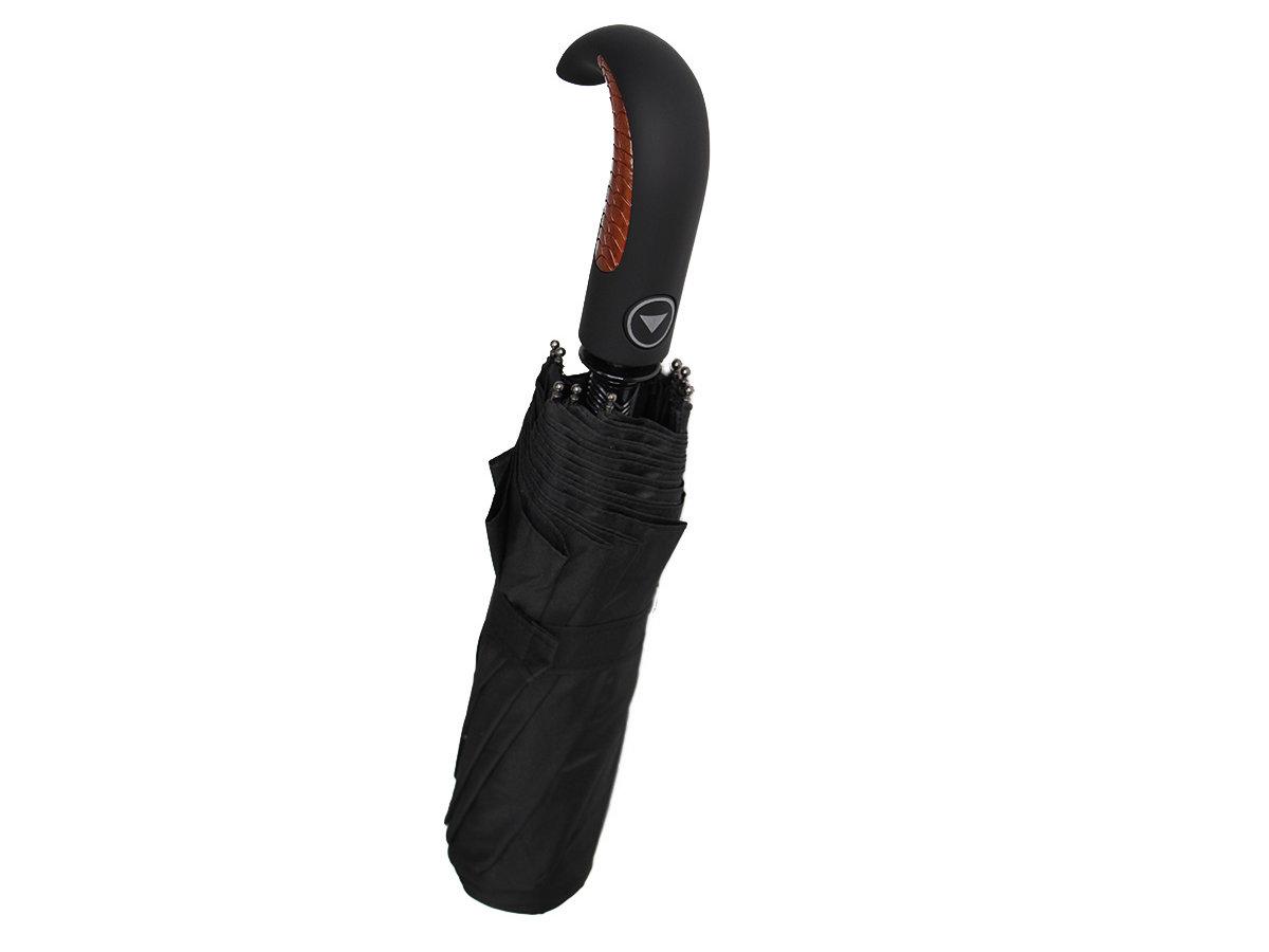 Зонт черный ветрозащитный полуавтомат "Popular" арт. 1083 (антиветер) с изогнутой ручкой