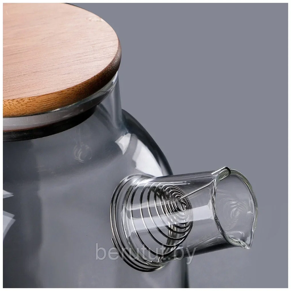 Чайник заварочный жаропрочное стекло 800 мл, Фильтр-пружинка из нержавеющей стали OMDI - фото 6 - id-p203005873