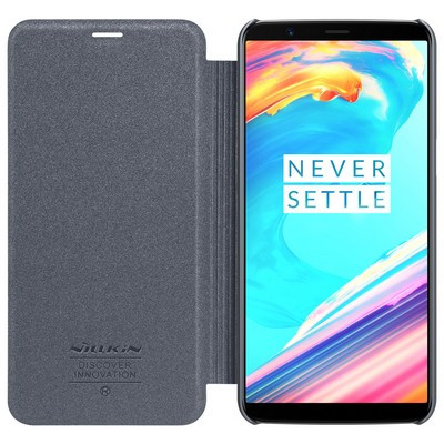 Полиуретановый чехол книга Nillkin Sparkle Leather Case Black для OnePlus 5T - фото 3 - id-p203011632