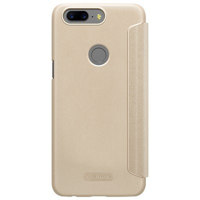 Полиуретановый чехол книга Nillkin Sparkle Leather Case Gold для OnePlus 5T - фото 2 - id-p203011633