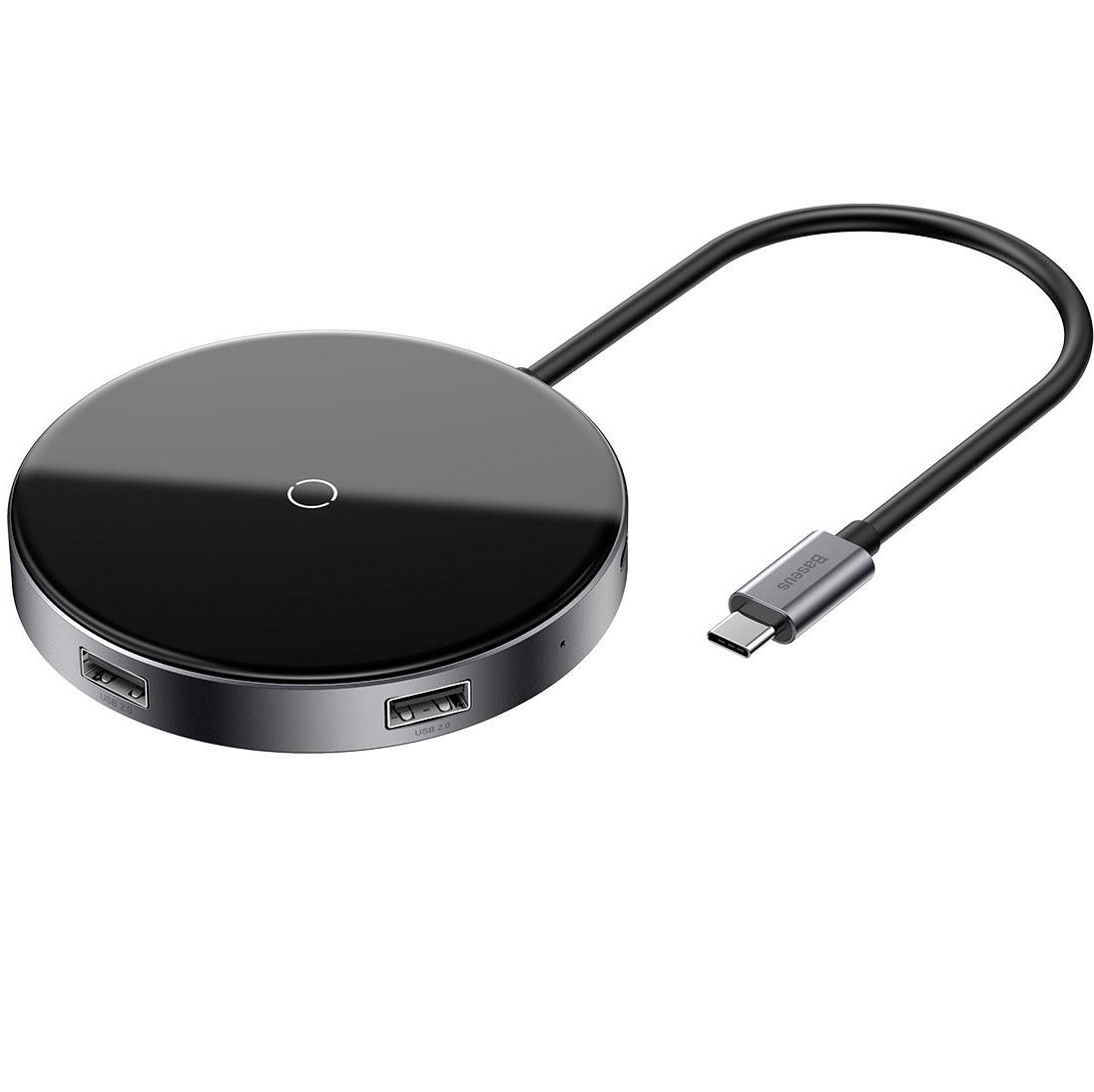 USB-концентратор Baseus Circular Mirror Wireless Charger USB-C WXJMY-A0G (Black) - фото 1 - id-p203012174