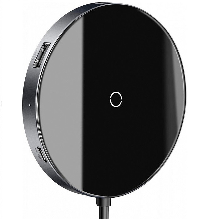 USB-концентратор Baseus Circular Mirror Wireless Charger USB-C WXJMY-A0G (Black) - фото 2 - id-p203012174