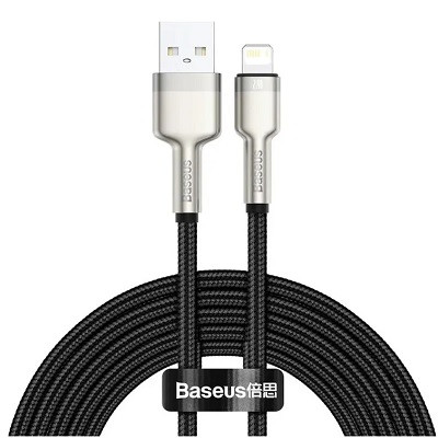 Кабель для айфона Baseus Cafule Series Metal Data Cable USB to Lightning 2.4A 2m White (CALJK-B01) - фото 1 - id-p203012807