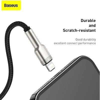 Кабель для айфона Baseus Cafule Series Metal Data Cable USB to Lightning 2.4A 2m White (CALJK-B01) - фото 3 - id-p203012807