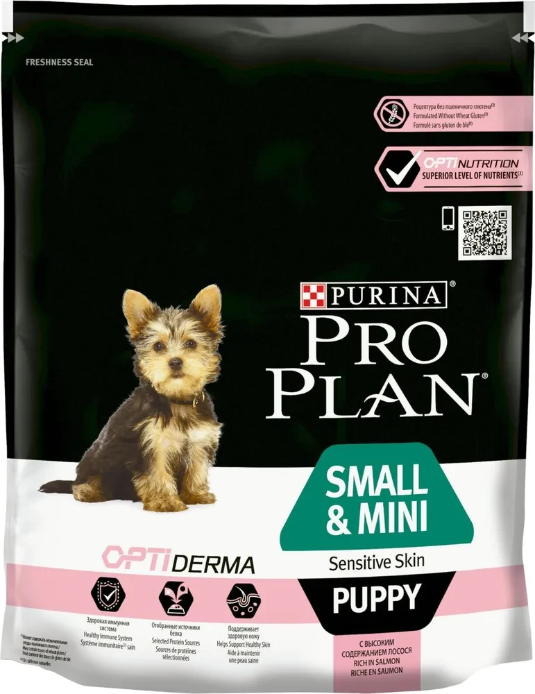 "Pro Plan" Puppy Small & Mini Sensitive сухой корм для щенков мелких пород с чувств.кожей (лосось) 700г