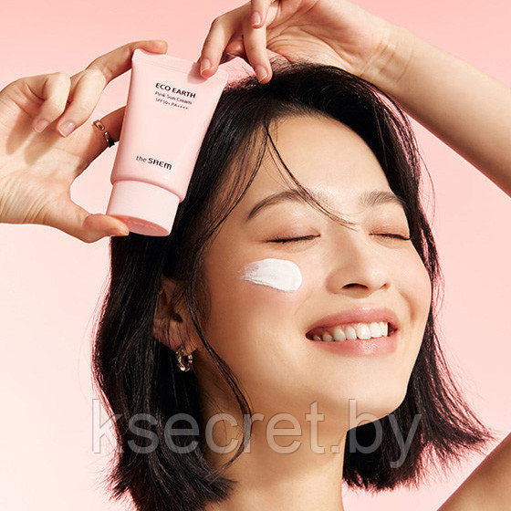 Солнцезащитный крем для проблемной кожи The Saem Sun Eco Earth Pink Sun Cream SPF50+ PA++++ - фото 2 - id-p203019280