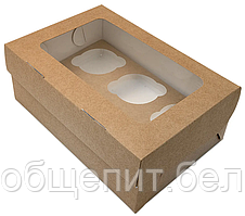 Коробка для маффинов (для 6-ти шт), 250 х 170 х 100 мм