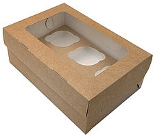 Коробка для маффинов (для 6-ти шт), 250 х 170 х 100 мм, упак 50 шт.