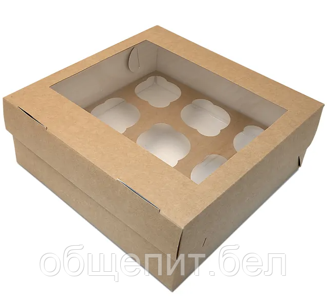 Коробка для маффинов (для 9-ти шт), 250 х 250 х 100 мм - фото 1 - id-p203021063