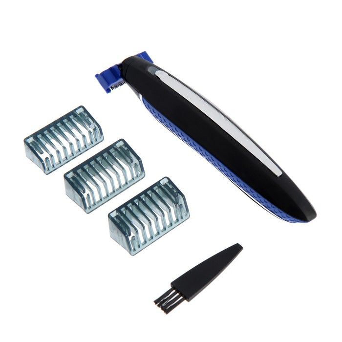 Триммер для волос LuazON LTRI-05, для усов/бороды, 3 насадки, от USB, синий - фото 2 - id-p203024199